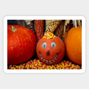 Halloween Smiling Pumpkin With Candy Sticker